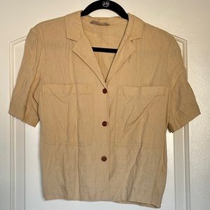 Cute boxy Everlane Linen crop button down XXS